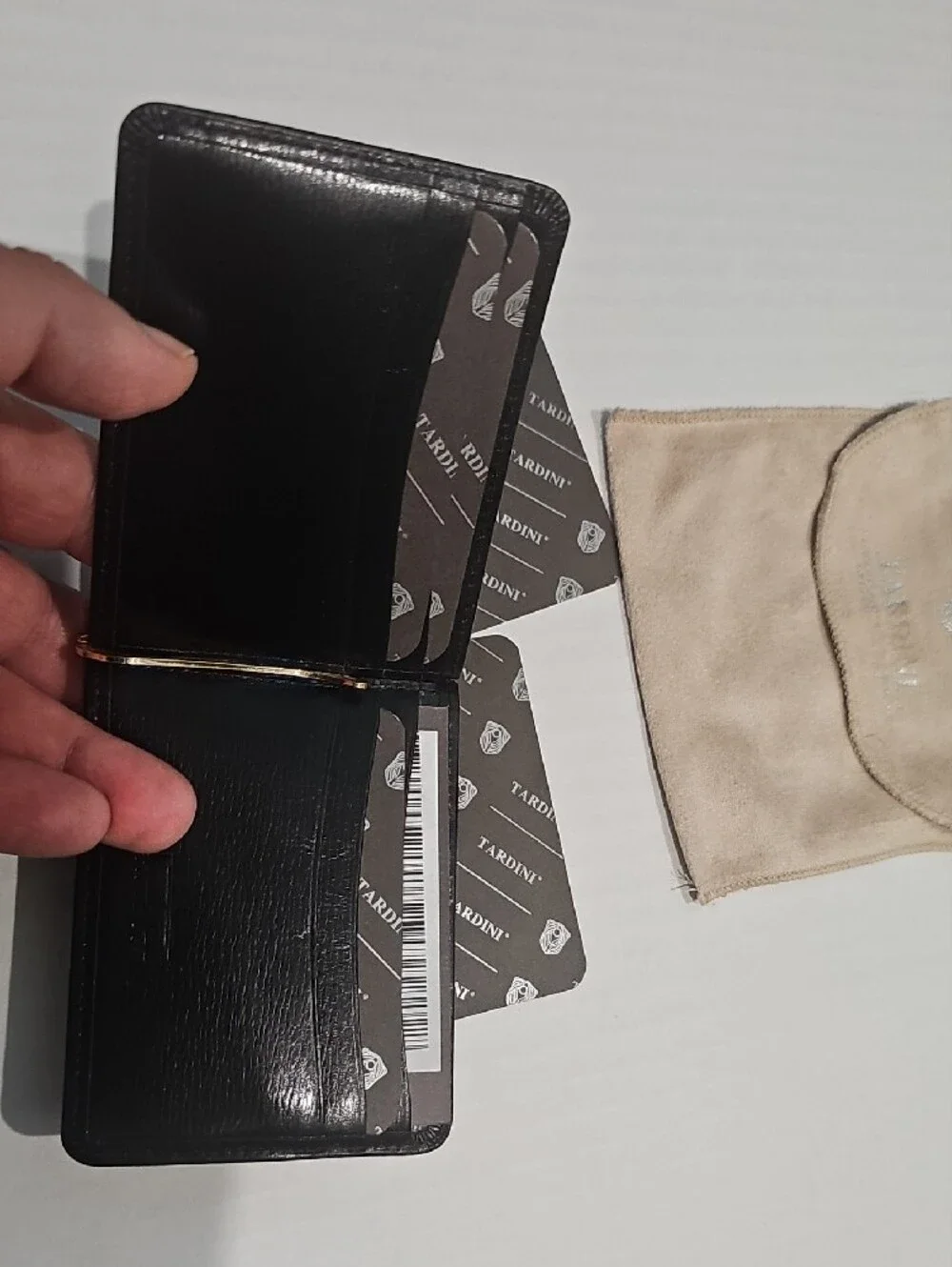 Tardini Black Leather Women's Money Clip Wallet